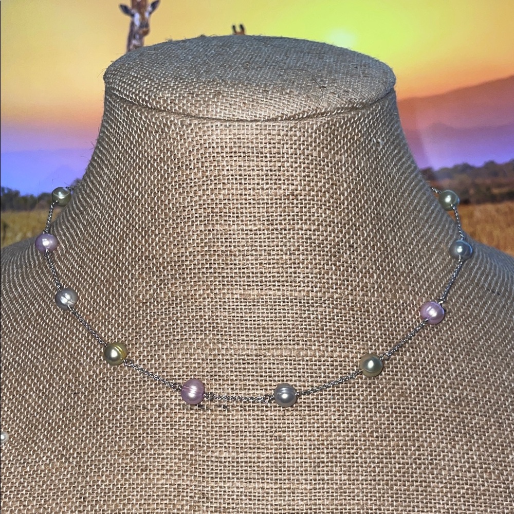 Elegant Honora Multicolor Sterling Silver Pearl Necklace